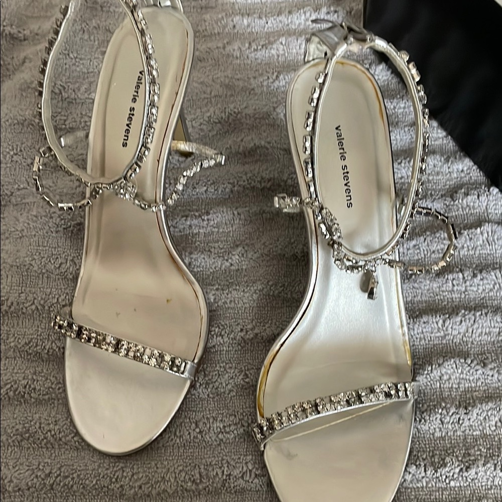 Valerie Stevens Silver Embellished Heels